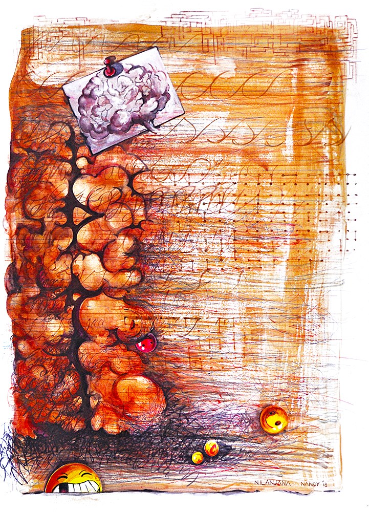 Untitled - Mix Media On Acid Proof Paper by Nilanjana Nandy