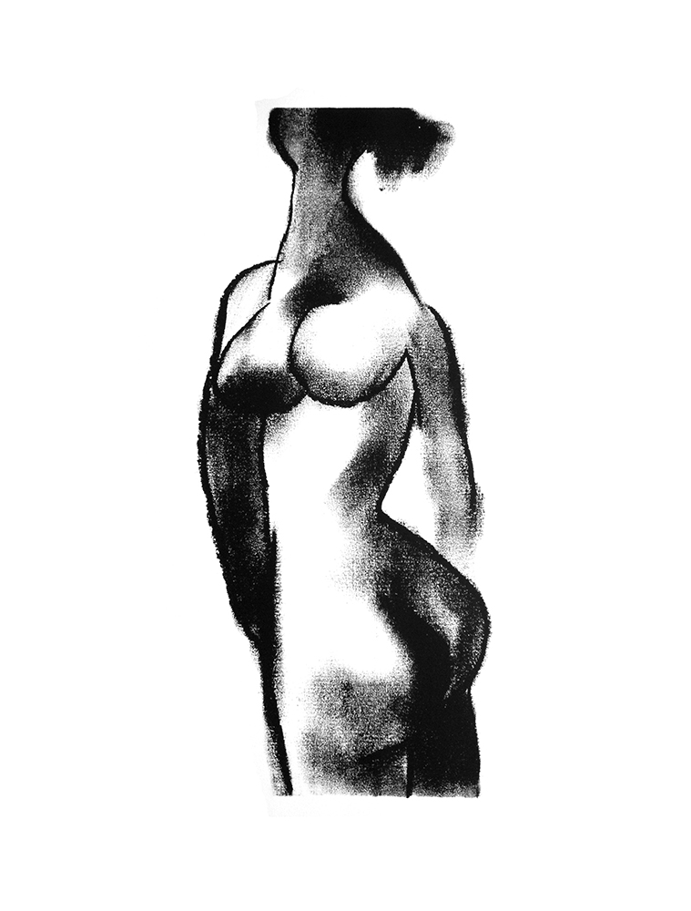 Nude 1 - Platography On Paper by Kashinath Salve