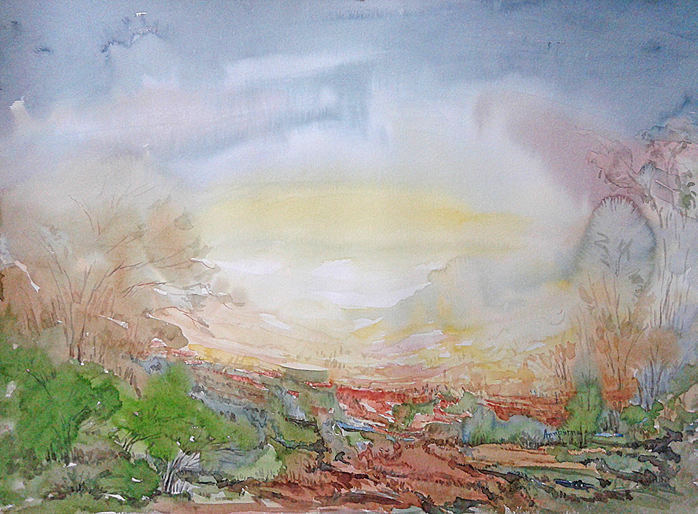 Landscape - Watercolour Painting by Annpurna Shukla