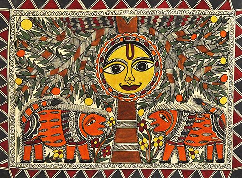 Madhubani 11 - Madhubani Art On Hand made Paper by Teera Devi