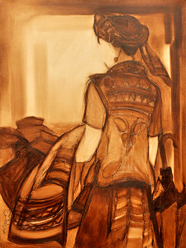 Untitled 04 - Oil  On Canvas by Vrindavan Solanki