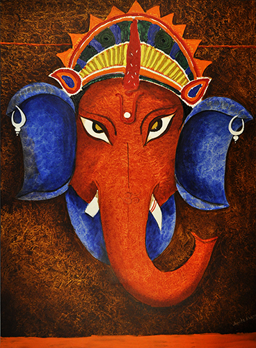 Ganpati - Acrylic On Canvas by Amita Khare   