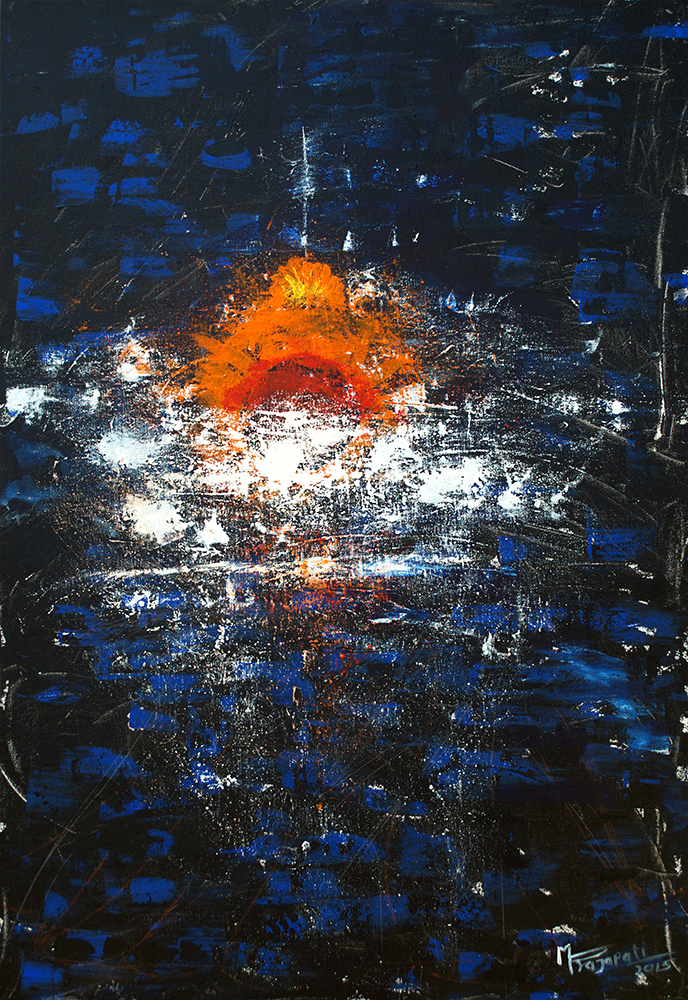 Meditation - Acrylic On Canvas by  Mithun Prajapati