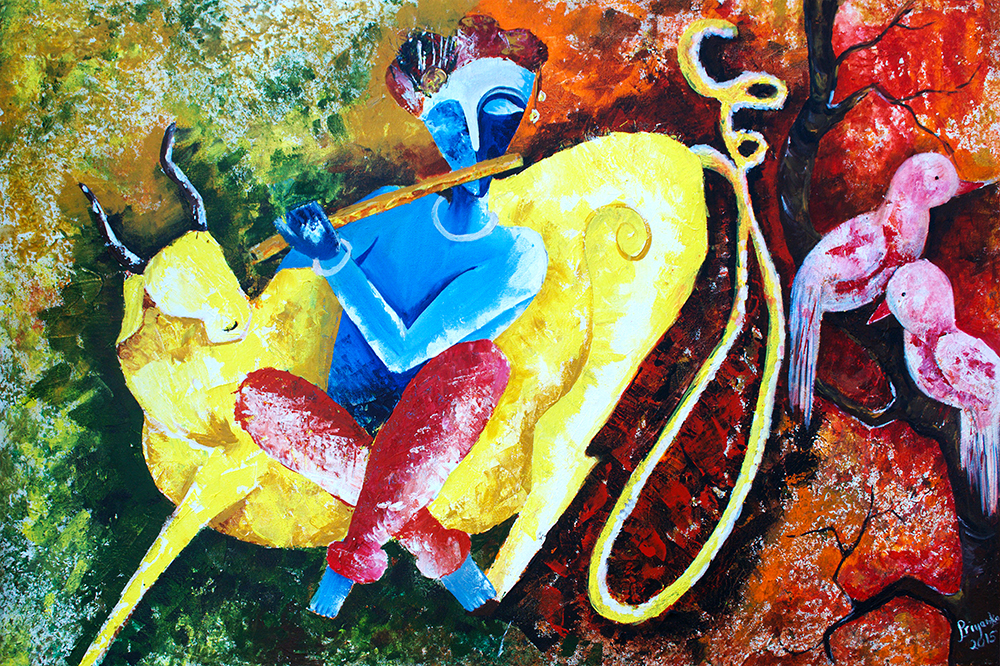 Krishna - Acrylic On Canvas by  Priyanka