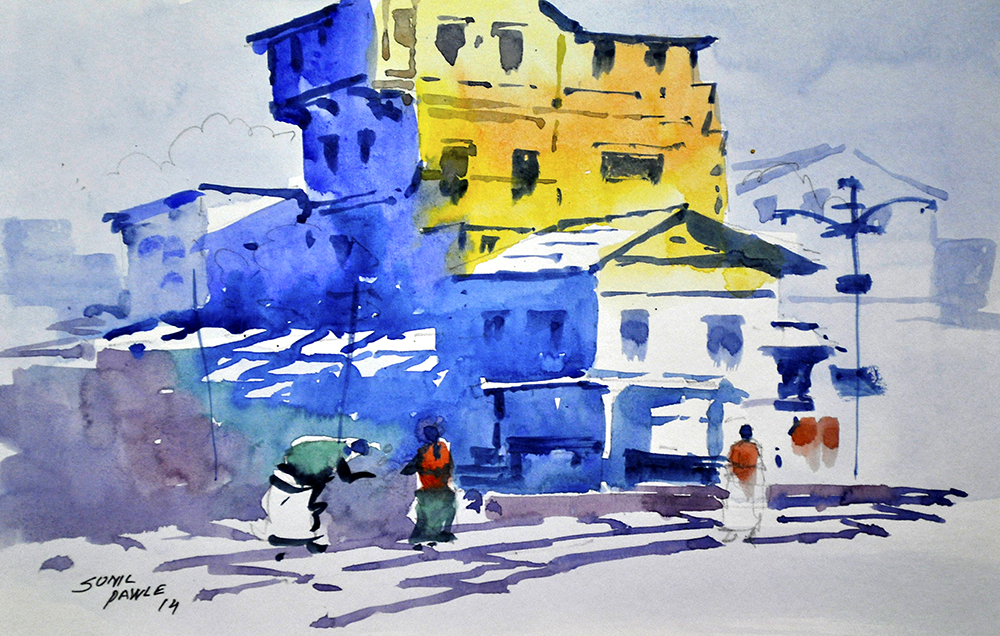 Flash - Water Color On Paper by Sunil Pawle