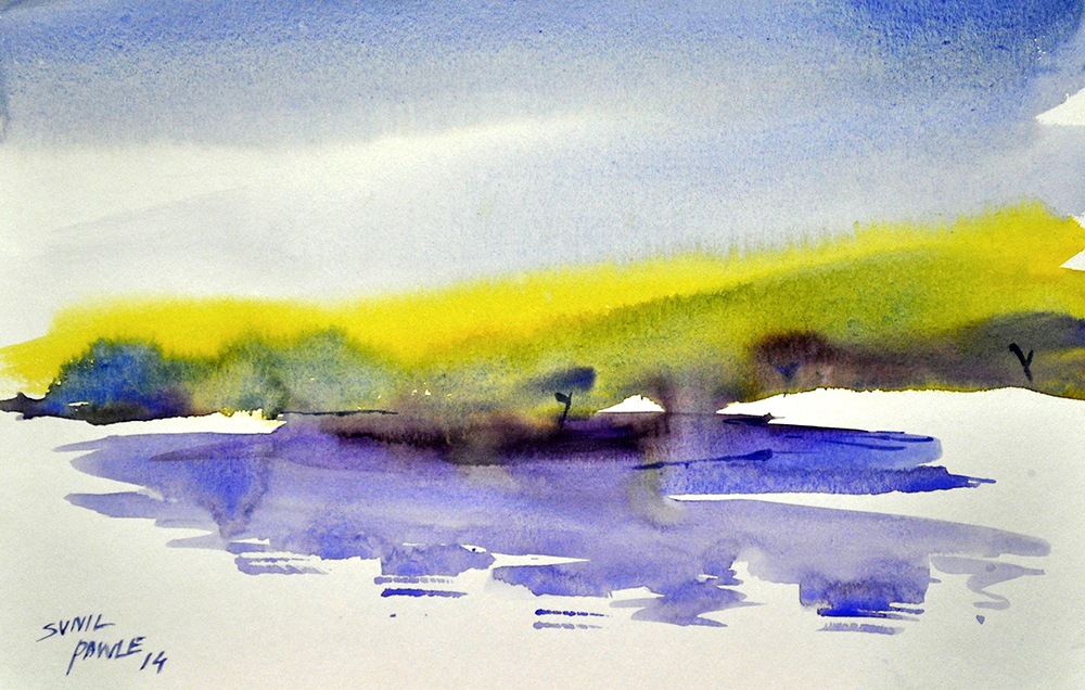 Lay - Water Color On Paper by Sunil Pawle