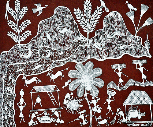 Spree -  Warli Painting by Rajesh More 