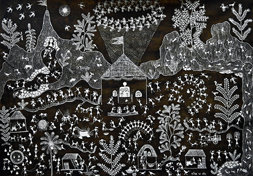Merriment -  Warli Painting by Rajesh More 