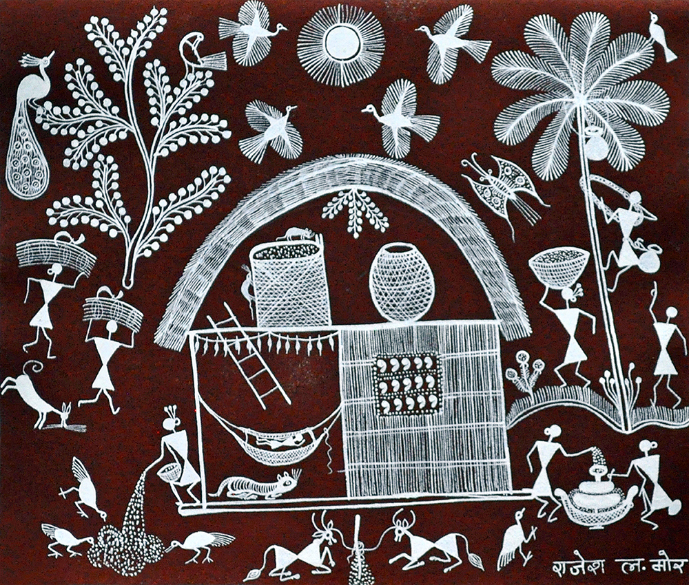 Hullabaloo - Warli Painting by Rajesh More 