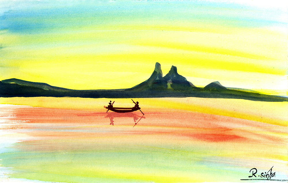 Reconciliation - Water Color On Paper by Rakesh Sinha