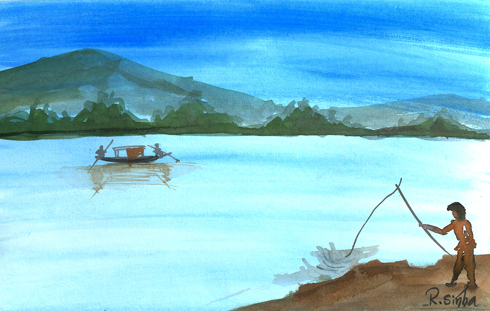 Vitality - Water Color On Paper by Rakesh Sinha