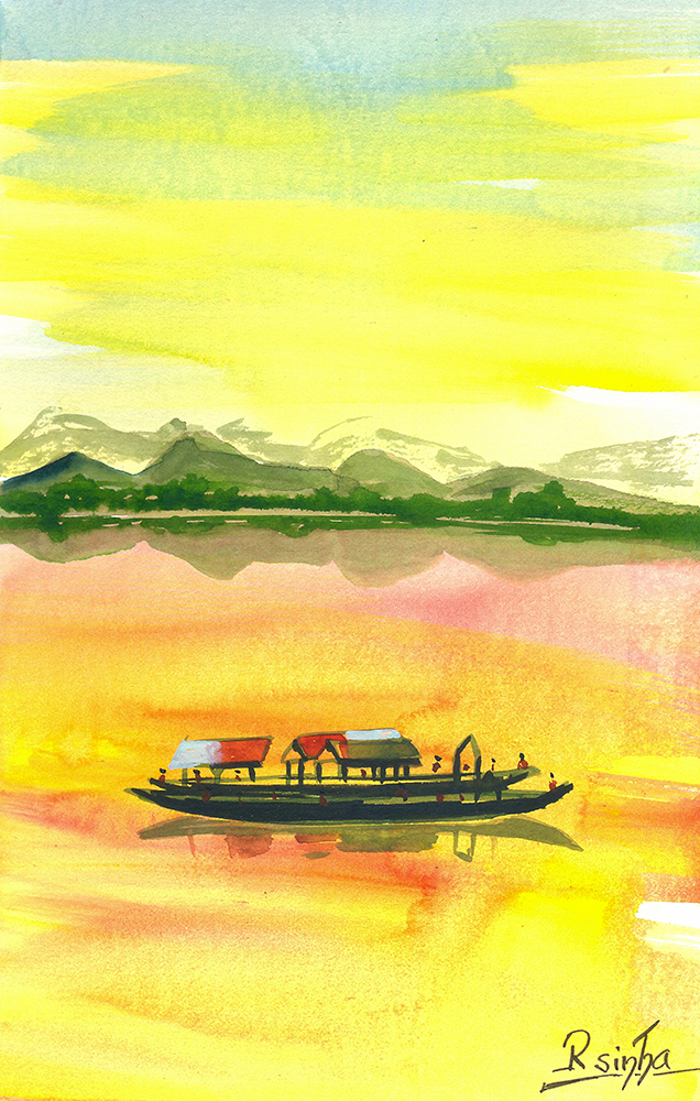 Chime - Water Color On Paper by Rakesh Sinha