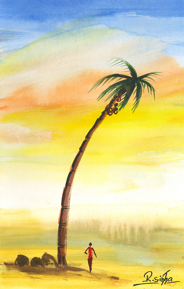 Charisma - Water Color On Paper by Rakesh Sinha